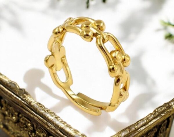 Golden Chain Link Adjustable Ring