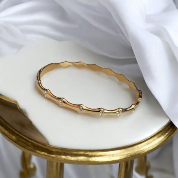 Bamboo-Inspired Golden Bangle in Stainless Steel