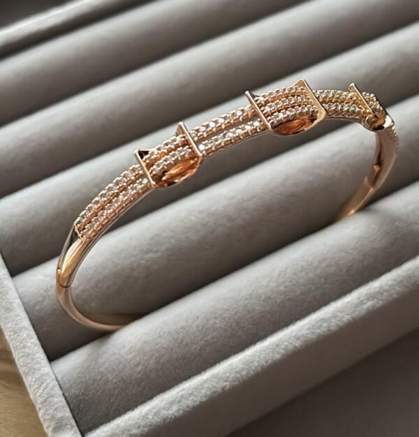 Rose Gold Double-Row Crystal Bangle