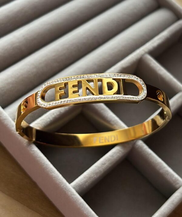 Gold-Plated Fendi Logo Bangle