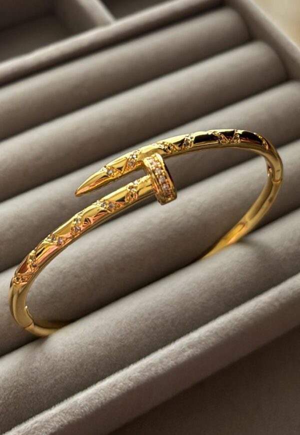 Nail-Inspired Gold-Plated Crystal Bangle