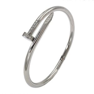 Silver Diamond Nail Bangle