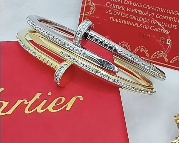 Gold and silver  Diamond Nail Bangle