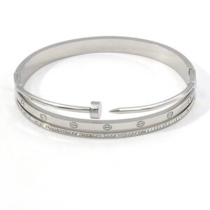 Silver Nail Screw Bangle