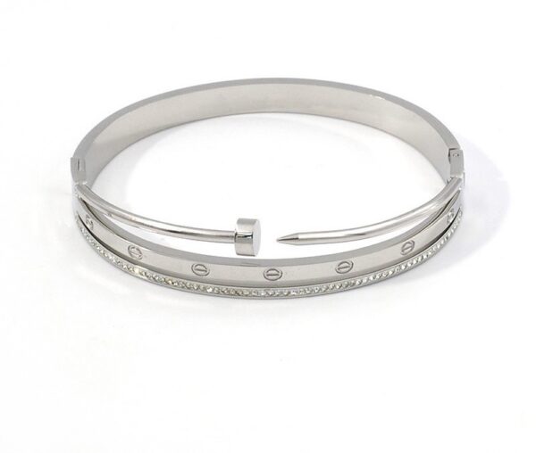 Silver Nail Screw Bangle
