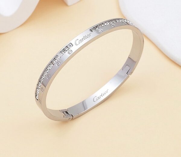 Silver Screw Diamond Bangle