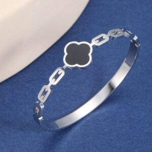 Silver and Black Clove Bangle