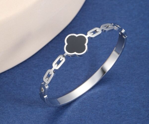 Silver and Black Clove Bangle