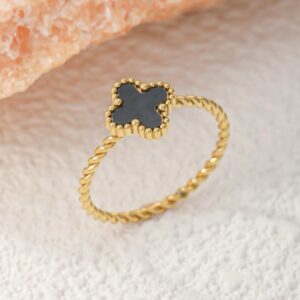 Gold Black Clove Ring