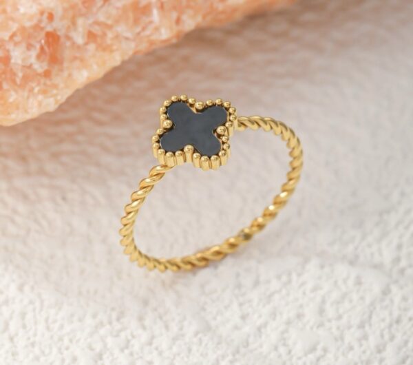 Gold Black Clove Ring