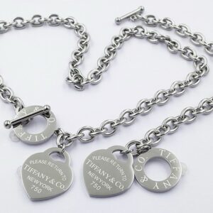 Silver Heart chain Neclace and Braclet