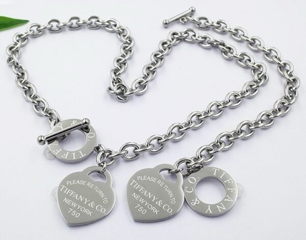 Silver Heart chain Neclace and Braclet