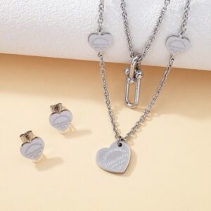 Silver Double Heart Set