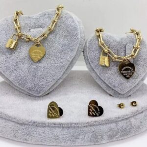 Gold Heart and Lock Set