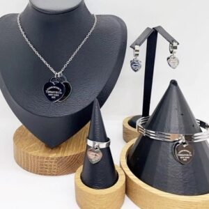 Silver Double Heart Set
